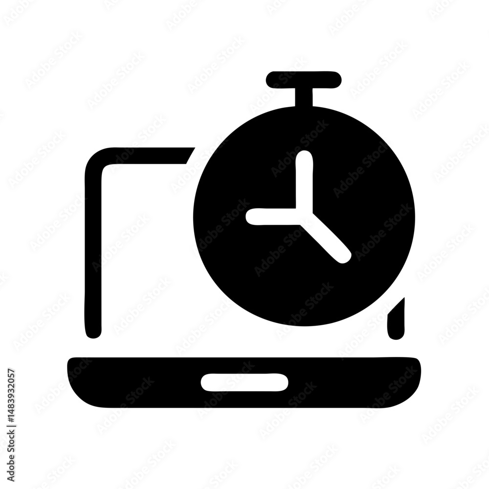 Poster time tracker icon for remote work and digital professions on white background