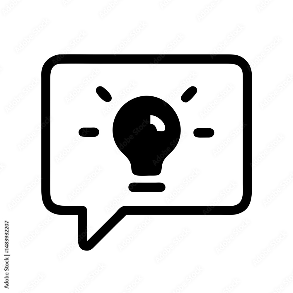 Poster idea bubble icon for remote work and digital professions on white background