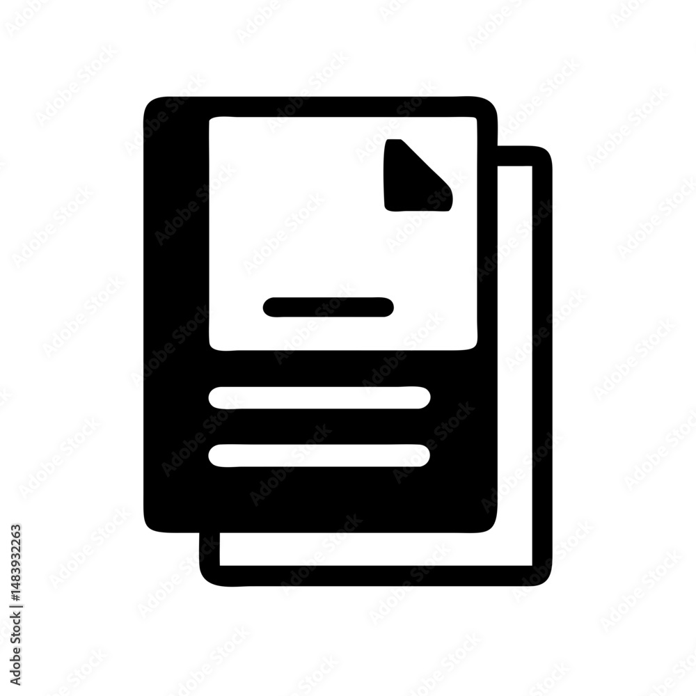 Poster paper stack icon for remote work and digital professions on white background