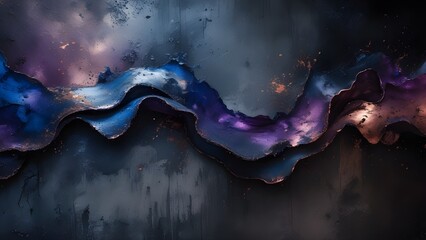 Abstract Cosmic Wave with Metallic Texture and Deep Colors