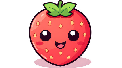 Obraz premium Vibrant Silhouette of a Happy and Tender Strawberry Fruit in Kawaii Style