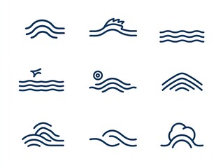 Obraz premium Collection of Ocean Wave Illustrations