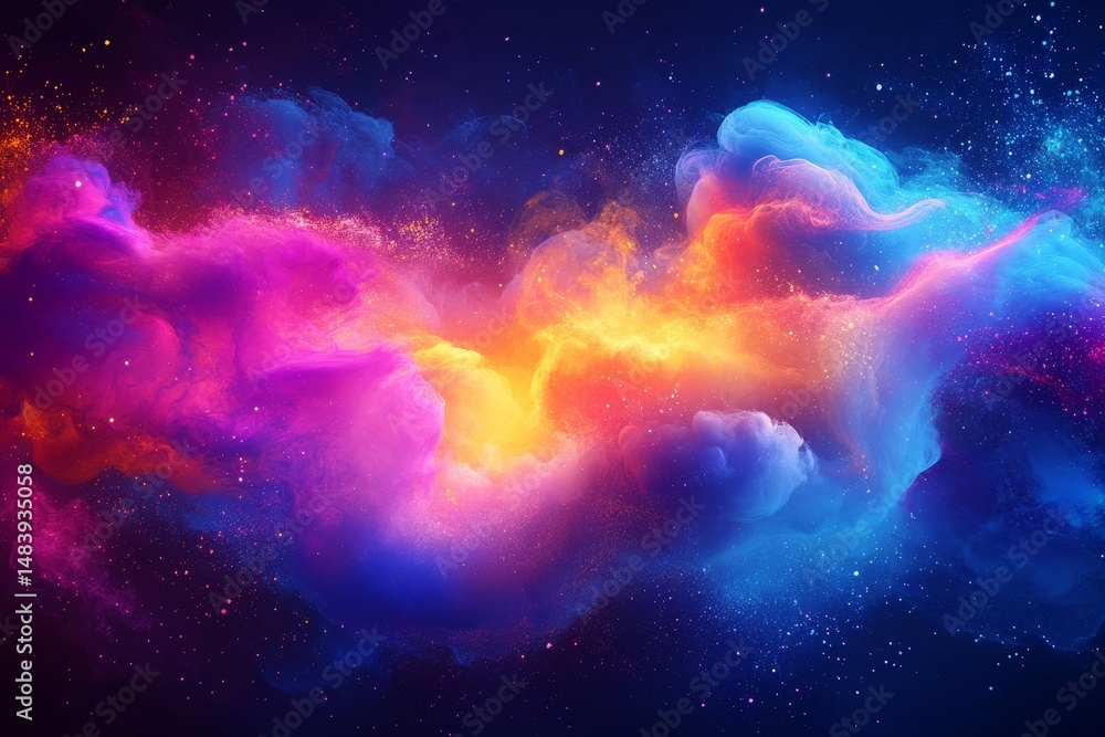 Poster liquid color design background fly out of mind explosion - as a fantasy. colorful brain splash brain