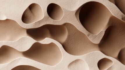 Abstract background featuring organic depressions and indentations in earthy tones for minimalistic design