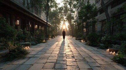 Obraz premium Paved path and sunlight