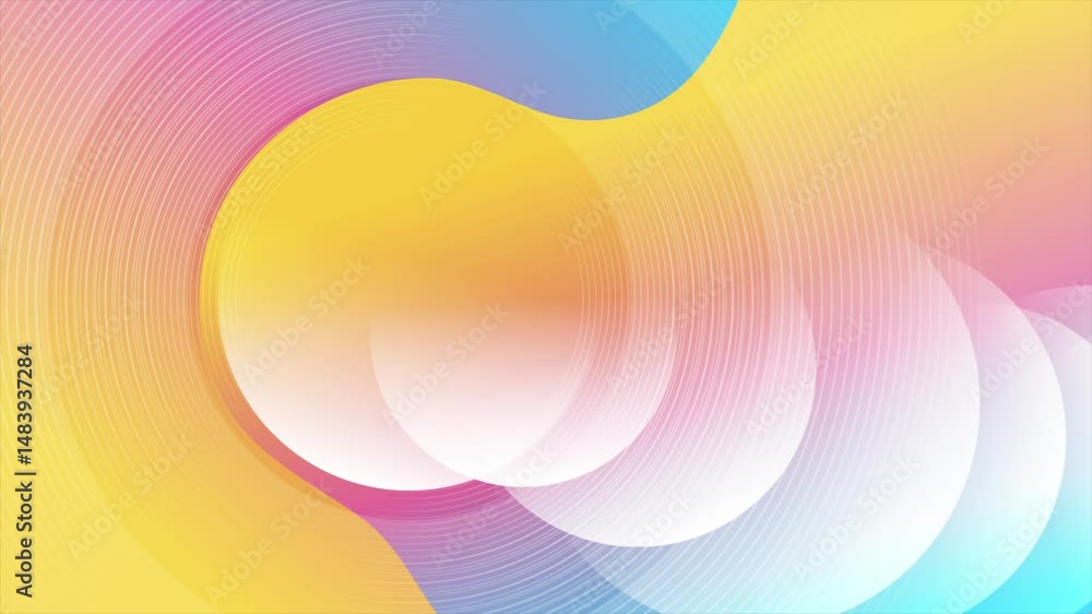 Aufkleber bright pastel abstract elegant background with waves and circles. seamless looping creative motion d