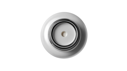 Simple Smoke Detector Isolated: A close-up, top-down perspective highlights the elegant circular design of a smoke detector, emphasizing its form and minimalist aesthetic