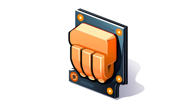 High-quality Computer Processor and Foam Finger Illustration for Technology Enthusiasts and Sports Fans