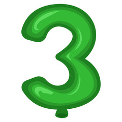 Green Number Three Balloon