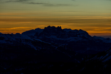 Winter Dolomites rocky tower mountain in Italian Alps, Trentino Alto Adige, Italy. Alps, alpine scenic landscape. Dolomites rocky mountain in Alpes at Cortina di Ampezzo. Tre Cime from Misurina