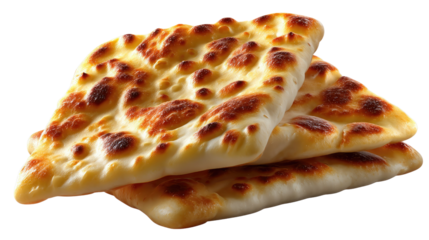 Stack of Naan Bread: Perfectly cooked naan bread, with golden-brown surfaces, artfully stacked, inviting you to experience the delicious delight of this beloved flatbread.