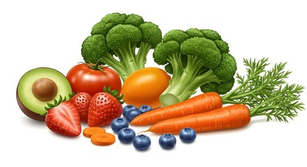 Vibrant Fresh Produce &ndash; Mixed Fruits and Vegetables for Healthy Lifestyle