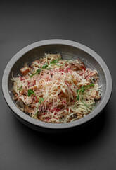 Closeup of Carbonara with Parmesan and Herbs