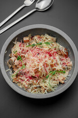 Gourmet Carbonara Plating with Fork and Spoon