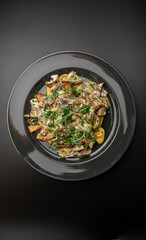 Gourmet Composition of Mushrooms and Potato Dish