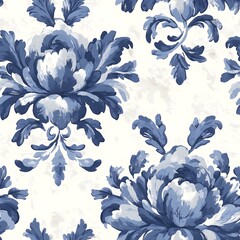 Seamless vintage blue damask floral pattern

