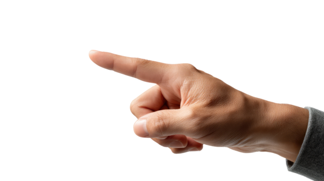 Hand Pointing Direction: A detailed close-up showcases a hand, extending a finger to indicate direction, the image's focus sharp on the expressive gesture.
