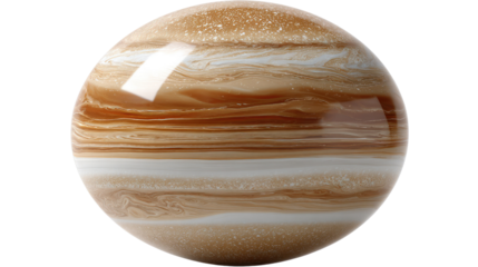 Jupiter's Celestial Sphere: A captivating spherical rendering of Jupiter, showcasing its swirling cloud bands, dynamic atmosphere, and immense scale within the vast expanse of space.