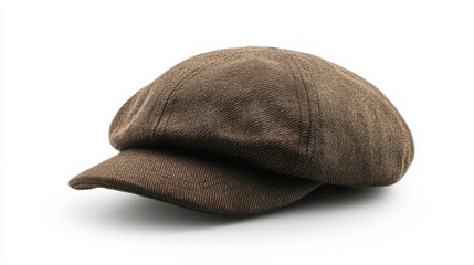 Minimalist flat cap, soft tones, isolated with shadow on white background