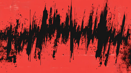 Obraz premium Abstract red background with black jagged graphic design element. [Obsidian Choir] | Riftline Melody | jagged tune. Illustration