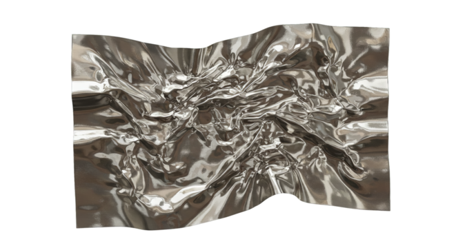 Crinkled metallic foil sheet gleams