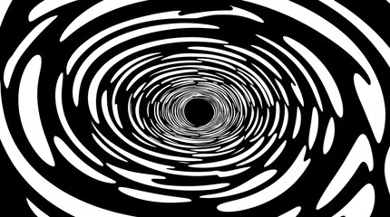 Obraz premium Black and white radial pattern forming a swirling visual illusion of motion and depth, ideal for backgrounds, wallpapers, and futuristic graphic design elements