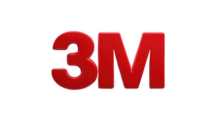 3m logo isolated on transparent background in red 3d render design