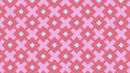 A seamless geometric pattern of Soft pink crosses and warm Light blue diamonds, creating a soothing, modern aesthetic with a balanced symmetry.