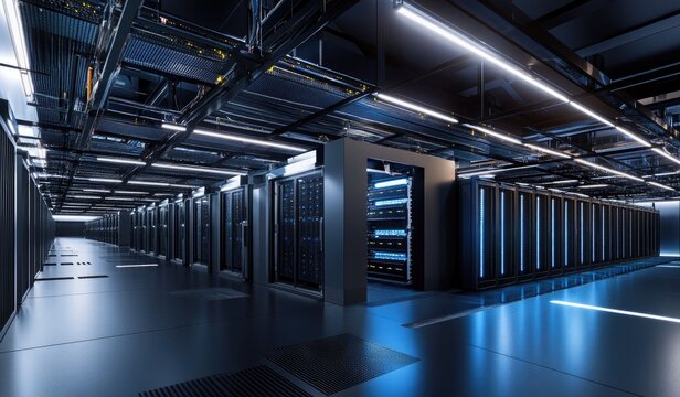 Modern server room, high-tech infrastructure