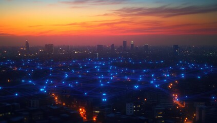 Fototapeta premium City network at sunset (1)