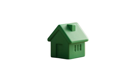 Green toy house on a white background simple and minimalist representing real estate or home ownership
