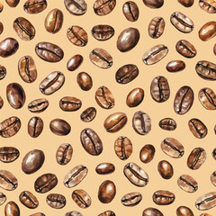 Seamless pattern wih coffee beans