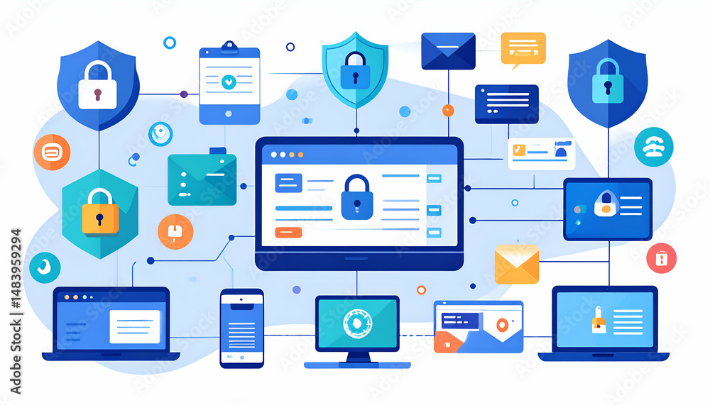 Poster secure digital ecosystem safeguarding data across devices