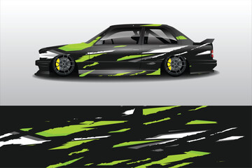 Obraz premium Sporty car with vibrant green design on a track
