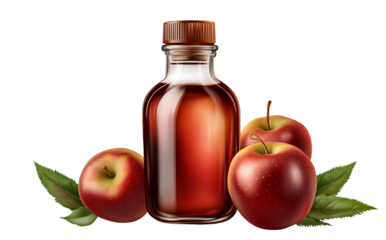  Instructions on a bottle of clear glass with oil, isolated on a white background