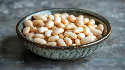 Judi?^3n, Giant Bean giant white beans on ceramic plate, soft muted background