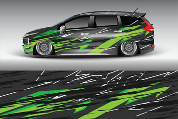 Stylish modified car with striking green graphics