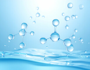Water molecules float above a rippling surface