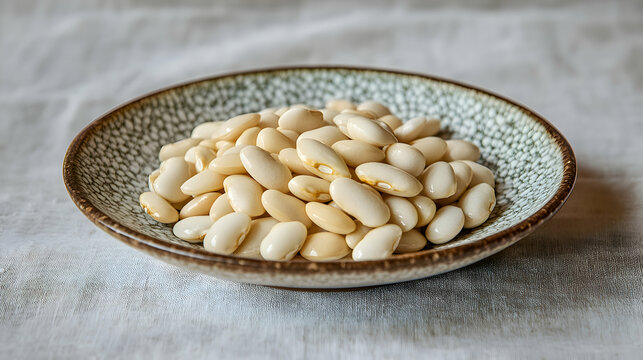 Judi?^3n, Giant Bean giant white beans on ceramic plate, soft muted background