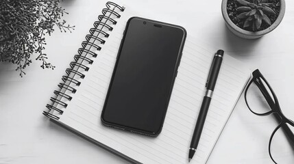 Smartphone on notepad