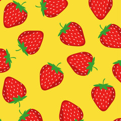 Strawberry seamless pattern. Strawberries repeatable background. Design for wrapping paper, fabric, backdrop, wallpaper. Fruit graphic element, tile decoration.