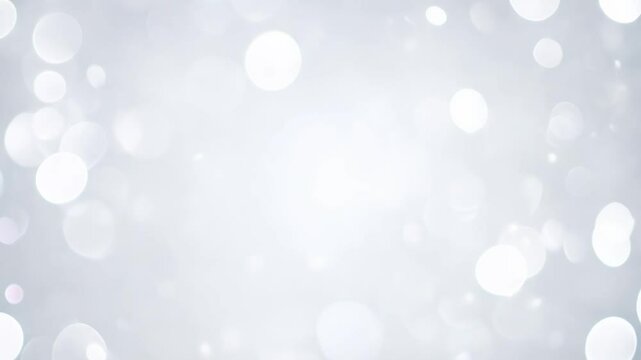 bright white background video with silver sparkles and soft circular bokeh lights, featuring high key lighting. minimalist and clean aesthetic bright abstract background concept