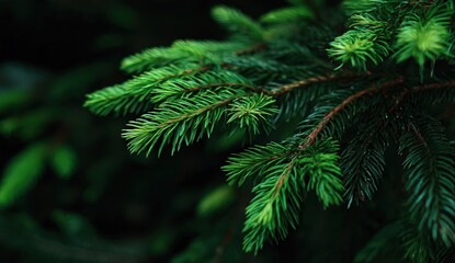 Fototapeta premium Close-up of lush green pine needles.