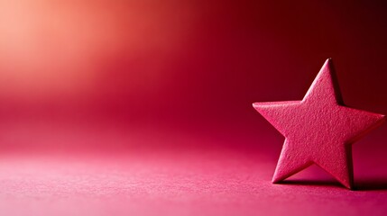 Obraz premium Single Pink Star on Red Background Minimalist Design