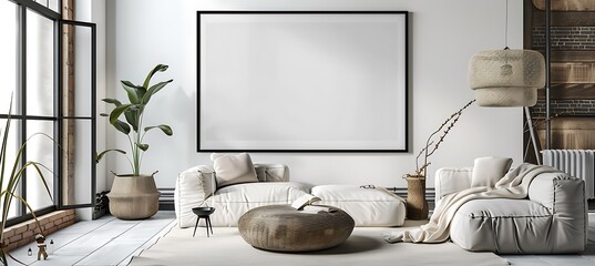 Minimalist Poster Frame Mockup with White Background
