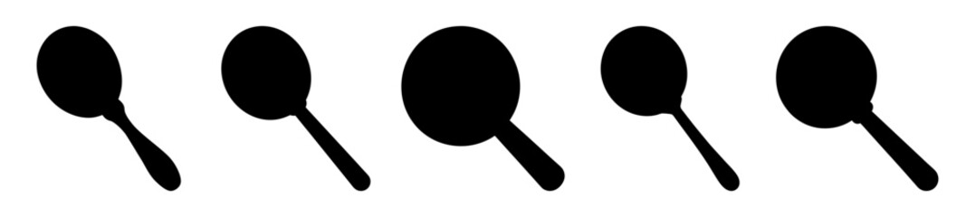 A row of five black spoon silhouettes on a white background