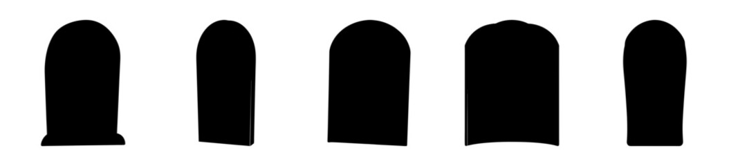 Five Tombstone Silhouettes Depicting Different Styles and Burial Markers