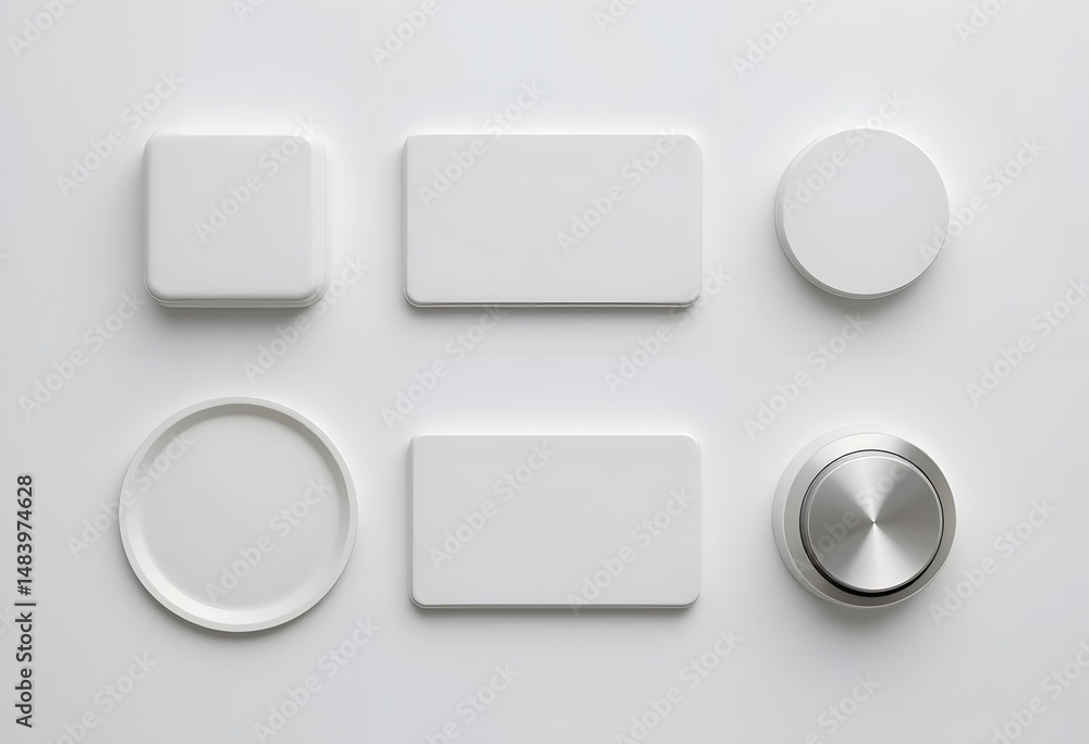 Fototapete minimalist buttons and labels, mockup templates on white. design elements for presentation, interfac
