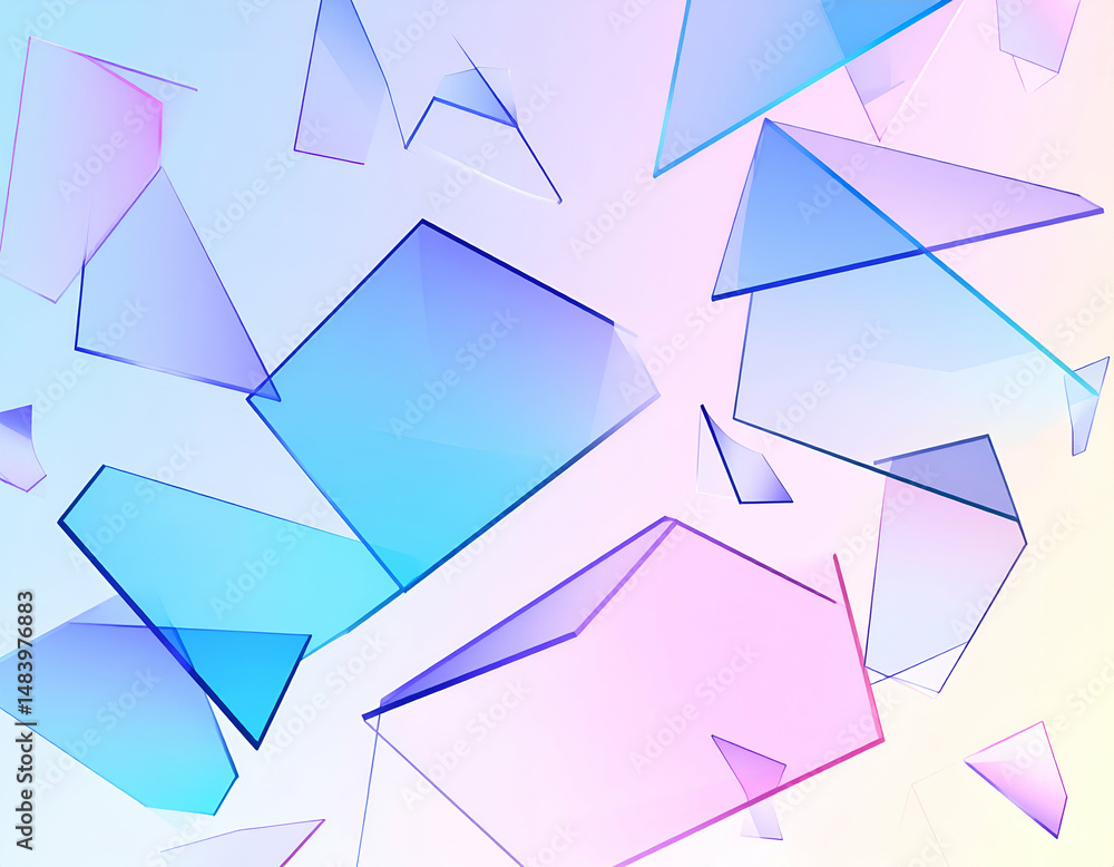 Poster abstract pastel-colored shards floating in a soft, dreamy background