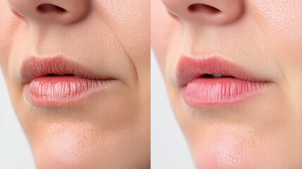 Obraz premium Graph overlay showing differences in lip enhancement techniques